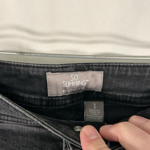 Chico's So Slimming Jeans Women's 8 Black Denim Mid Rise Cotton Blend - Picture 5 of 10